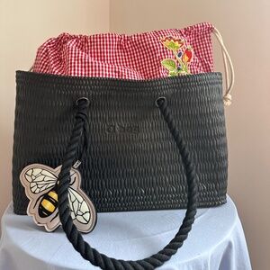 Black O Bag with Gingham Insert